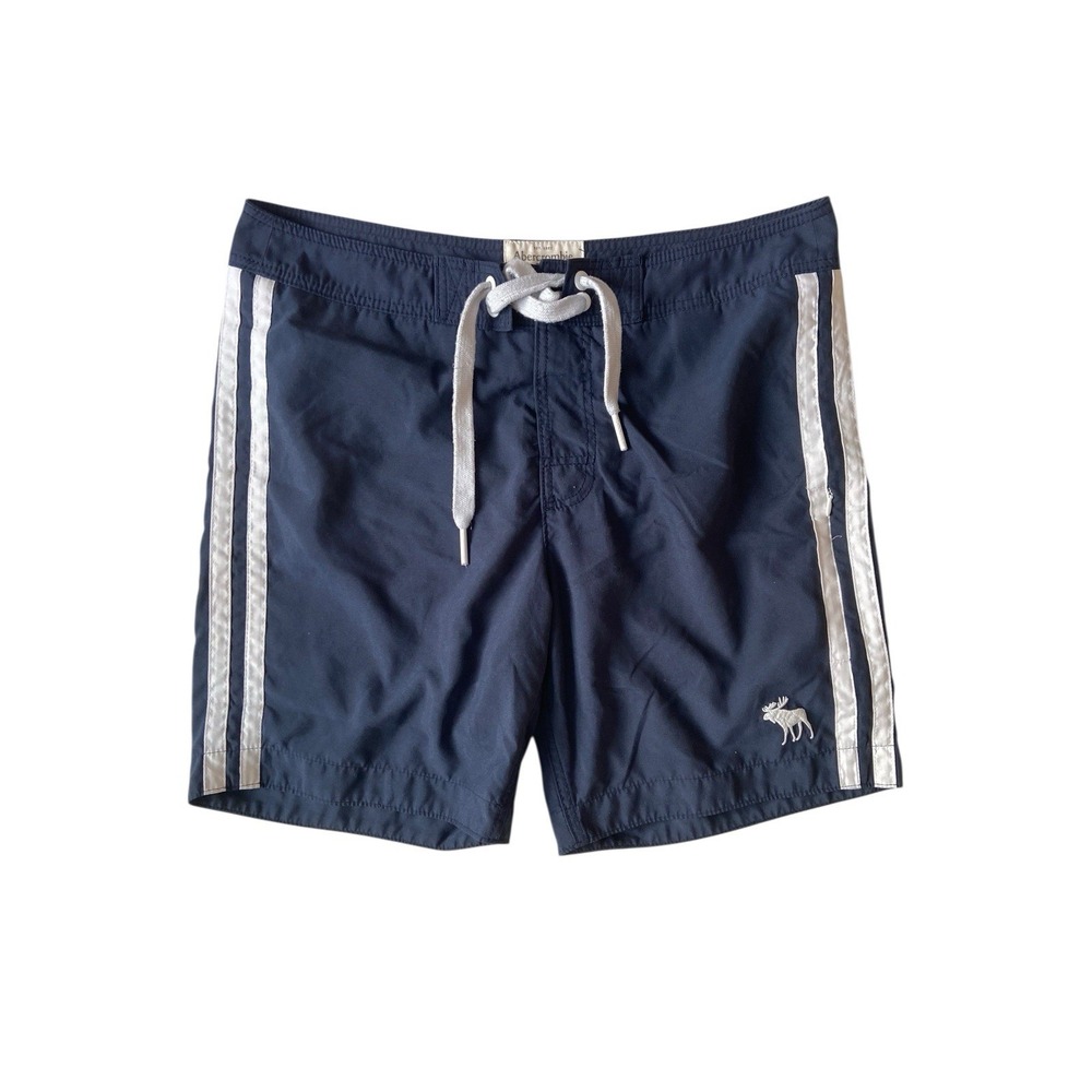 Abercrombie & Fitch Mens Y2K Swim Trunks Size XL Blue Lined Moose Logo Preppy - Picture 1 of 11